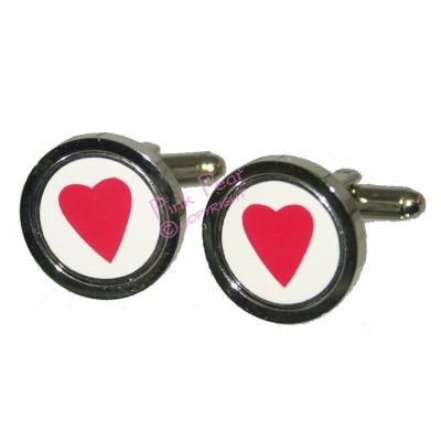 red heart round cufflinks